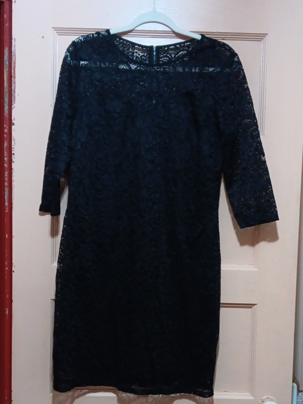 Signature By Reitmans Black Lace Overlay Long Sleeve Dress